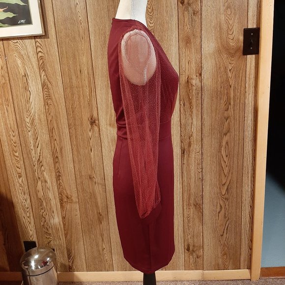 NWT Jasambac/Elensa Maroon Sparkly Evening Dress (Small) - Picture 5 of 11